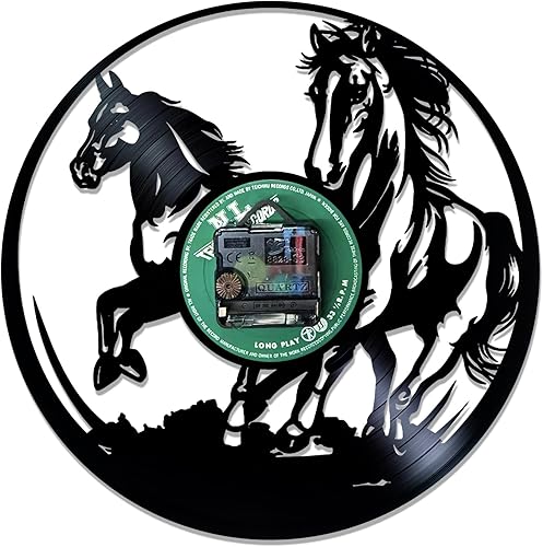 Miniatura 2 de Reloj de montaje en pared de caballo, disco de vinilo de 12 pulgadas, regalo de decoración de habitación de caballo corriendo, decoración de caballo