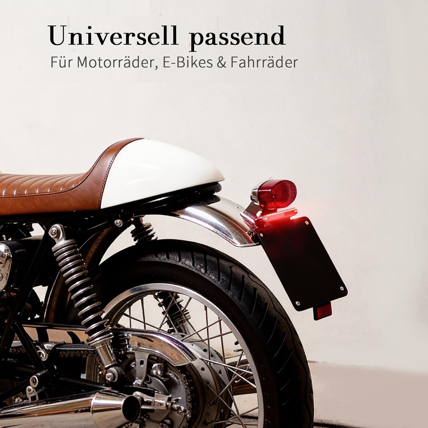 evermotor Luce Freno con Fanale Posteriore LED Moto, 6-12V, IP67 Impermeabile, Cavo 900mm, M18, Certificato CE e Omologato StVZO, Facile Montaggio per Moto, Biciclette ed E-Bike