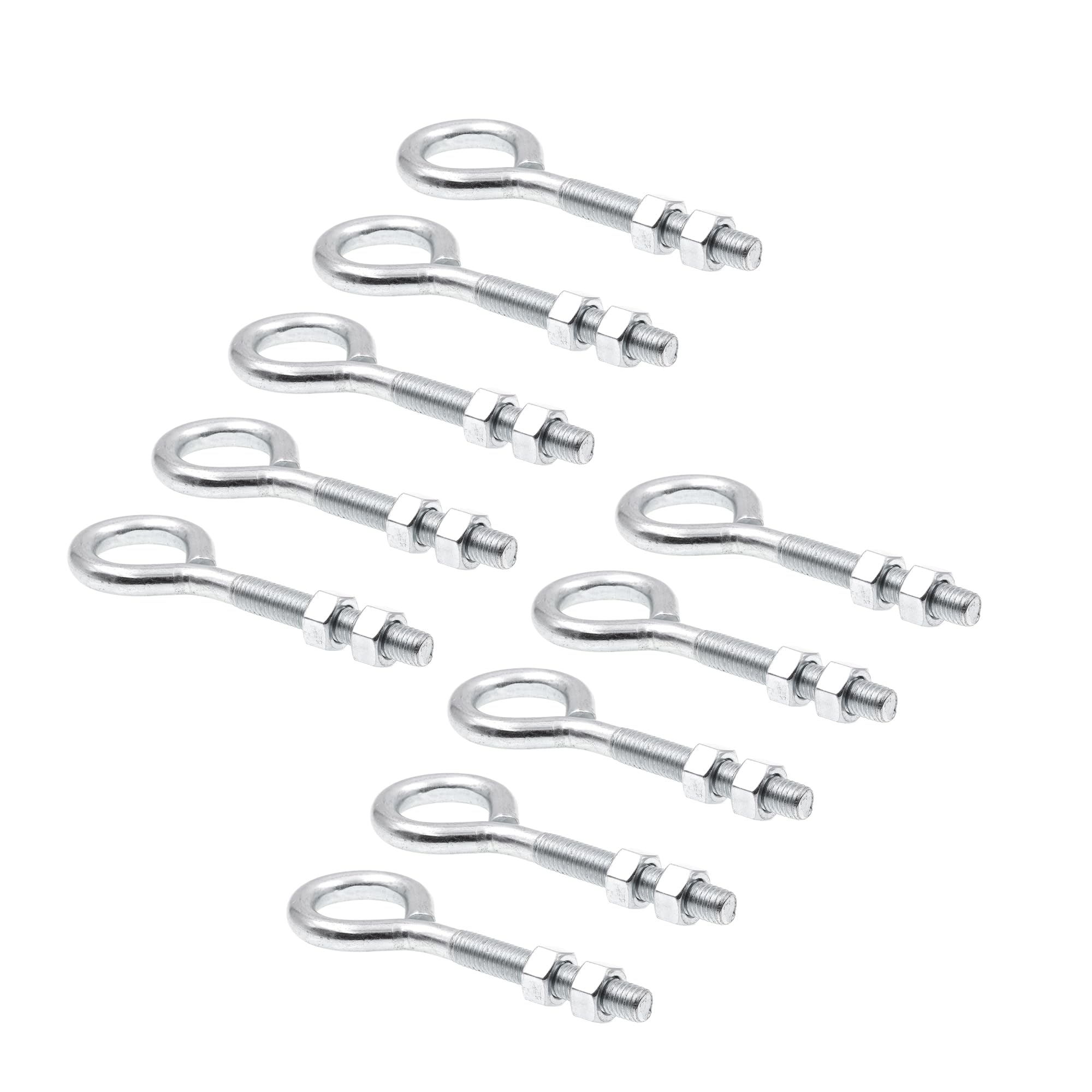 Zinc Plated Eye Bolts with Nuts - 10 Pack -1