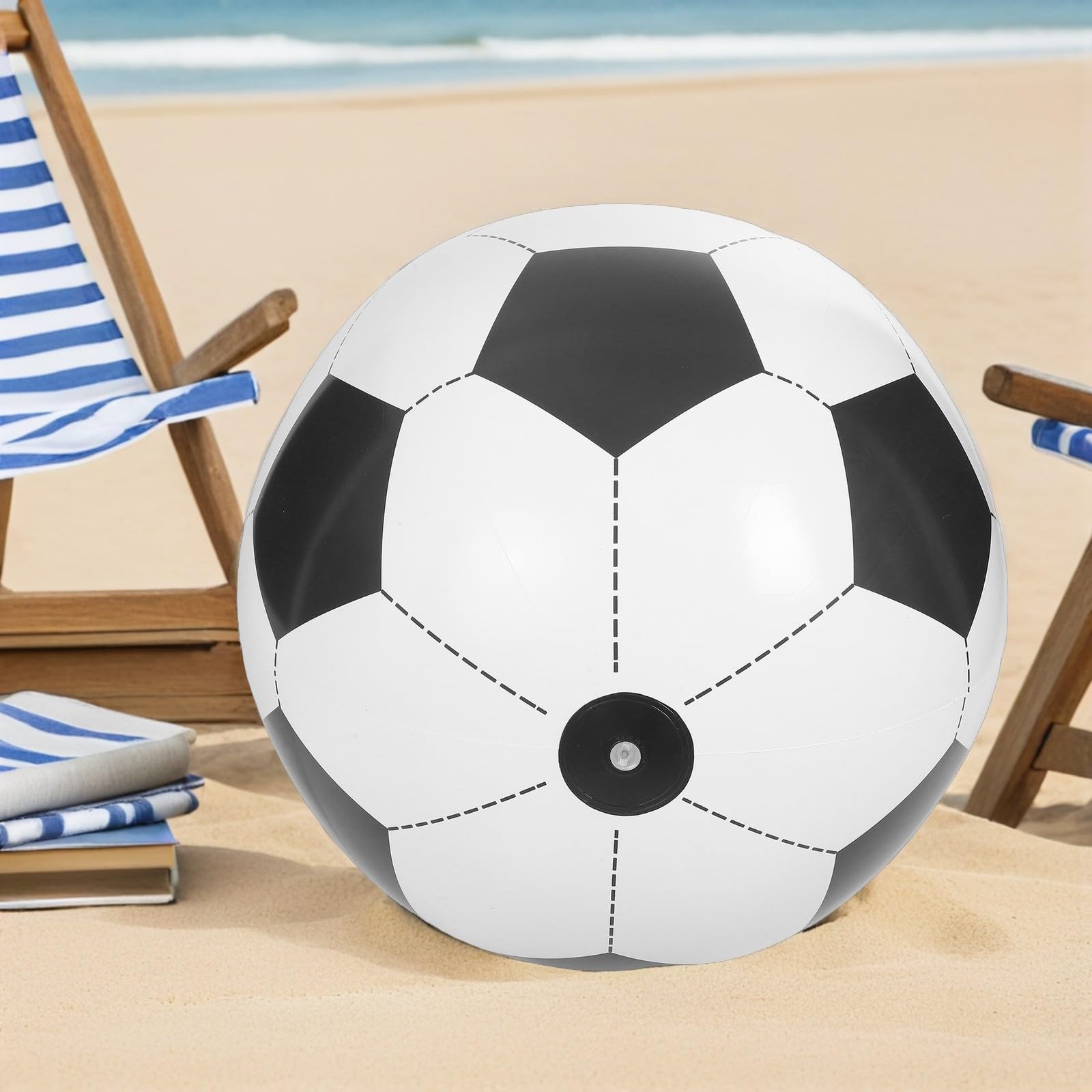 TOYANDONA 2 Balones de Fútbol Inflables para Playa - Balón de Fútbol Inflable Gigante, Globos de Playa Enormes para Actividades Al Aire Libre, Decoración de Piscinas Y Fiestas (80 Cm)