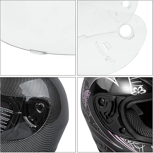 Miniatura 4 de TCMT Visor de reemplazo transparente para casco integral de motocicleta y scooter, con visera abatible, para casco integral para adulto de TCMT,