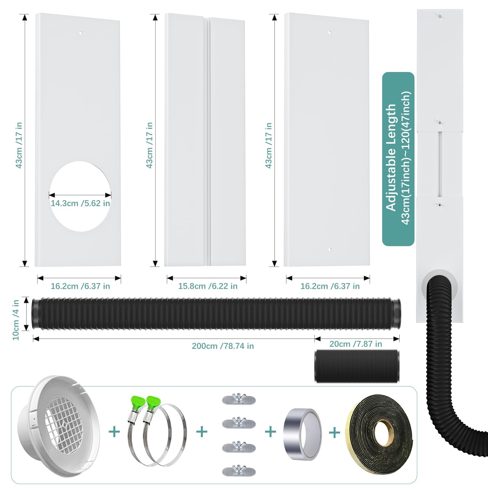 Phopich Kit di sfiato per asciugatrice con tubo, 10,2 cm per bocchetta dell'asciugatrice (regolabile fino a 119,4 cm)