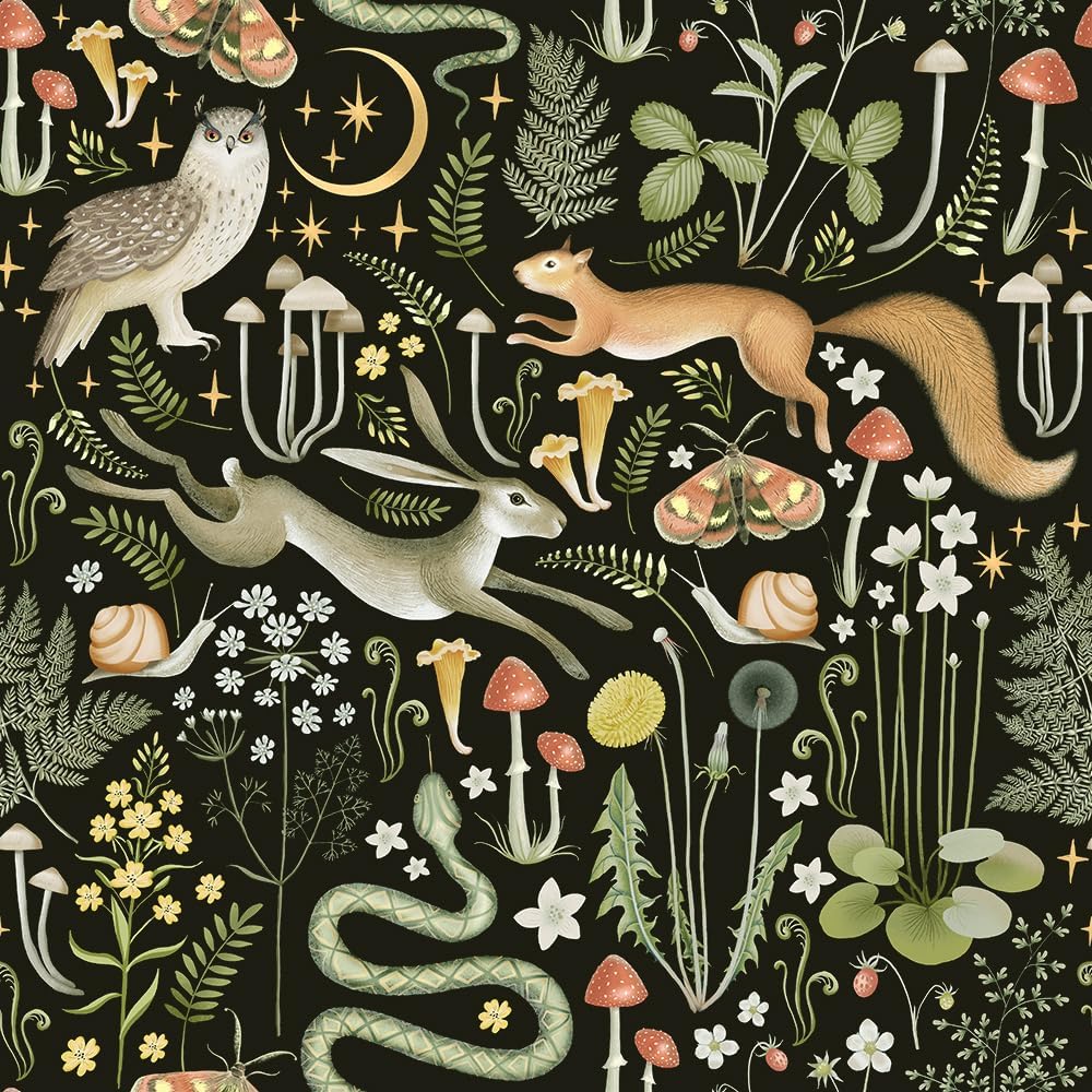 Fairytale Forest Moon and Stars Peel and Stick Wallpaper - Animals, Self Adhesive, 29sq.ft