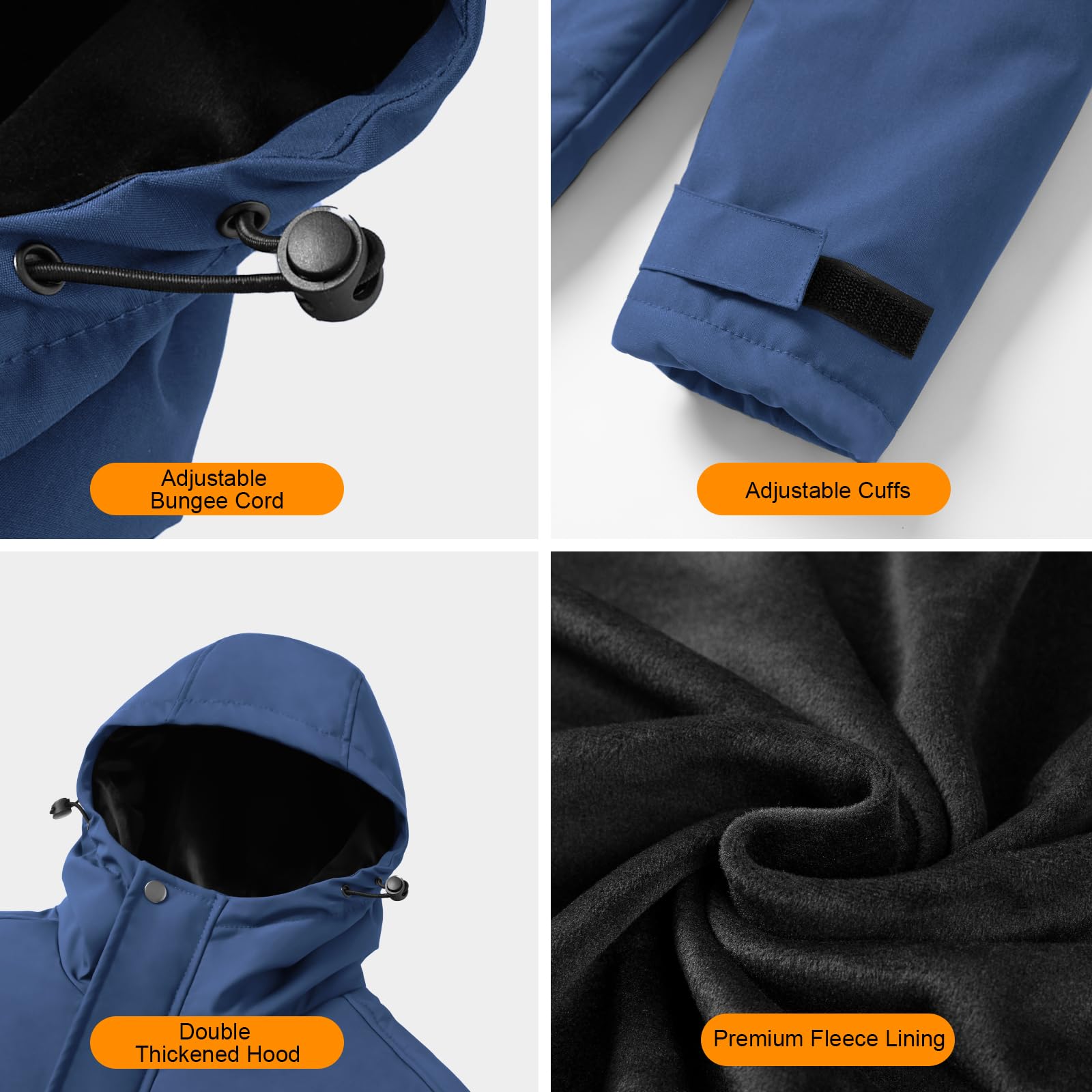 Chaqueta Calefactable Hombre con Batería 7,4V 12000mAh, 6 Zonas de Calor, Impermeable Antiviento para Ski Senderismo Camping