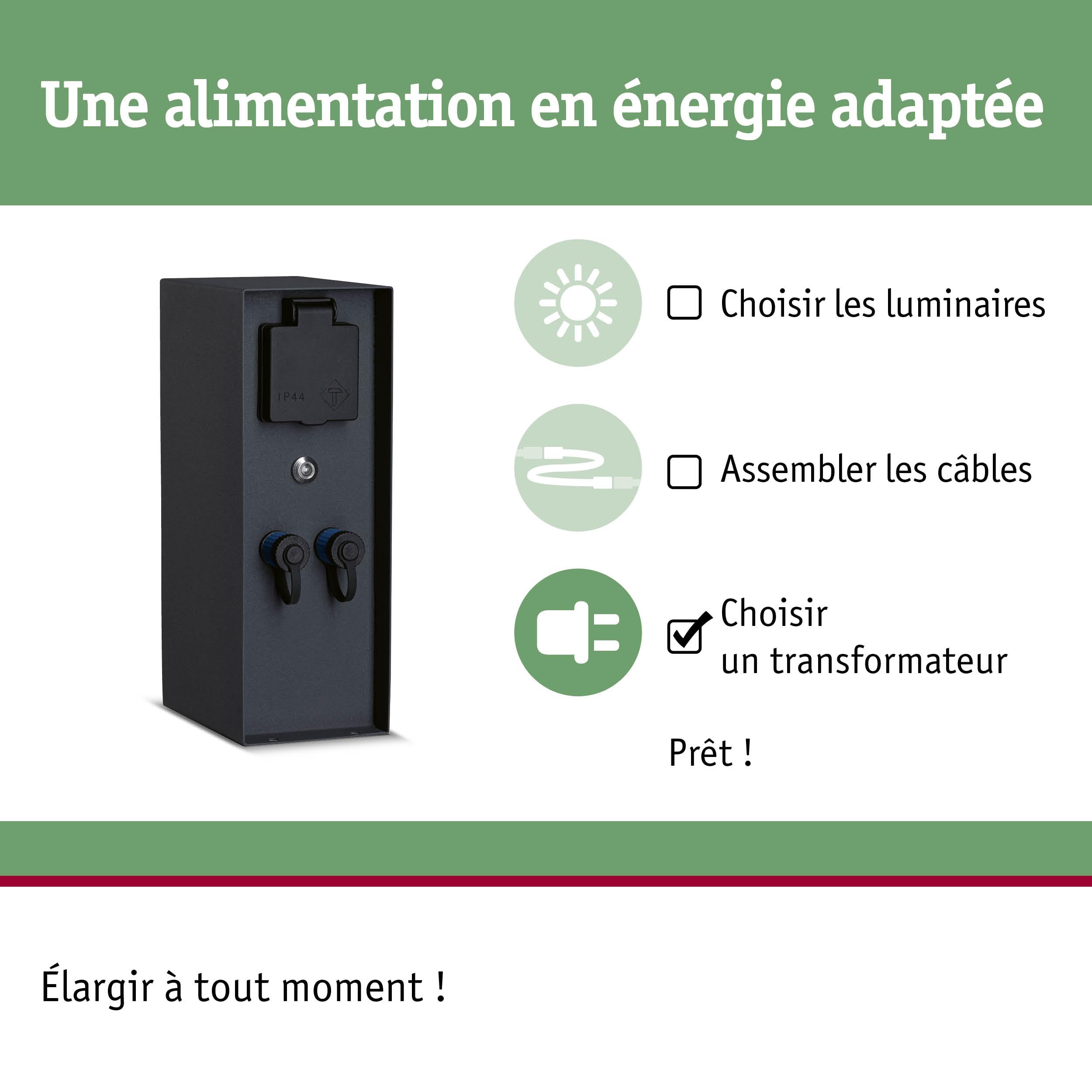 Paulmann 94701 Plug&Shine luminaire d'ext accessoire colonne prises Rio avec détecteur crépuscu. IP44 Anthracite raccordements 2x230V 2xPlug&Shine 24V
