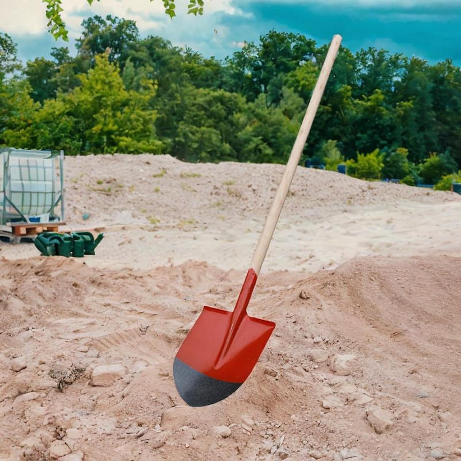 Paleta de mano para jardín, herramienta de jardinería con mango de madera para trasplante de paisaje, deshierbe, pala para cavar, pala resistente (42,5 x 22,7 cm)