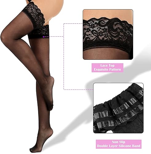Miniatura 4 de Lidogirl Medias altas hasta el muslo con encaje