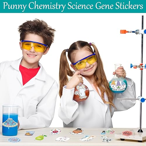 Miniatura 5 de 500 calcomanías de química Punny para niños y adultos, divertidas calcomanías de experimentos de biología para botella de agua, laptop, teléfono,