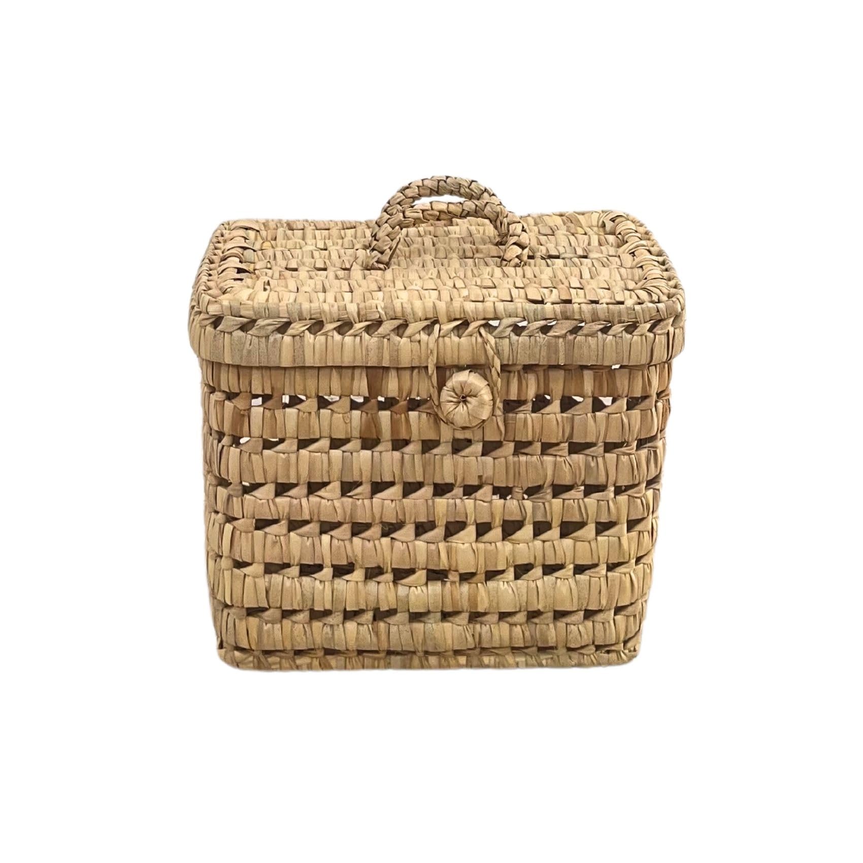 Home Maison Palm Leaf Storage Box, Palm Leaf, 25 x 25 x 25 cm, Moroccan Craftsmanship, Natural