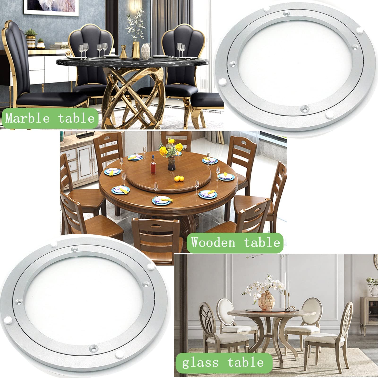 cuscinetti rotanti tavolo da pranzo, Cuscinetto girevole for piattaforma Lazy Susan alluminio(10 inches (250mm))