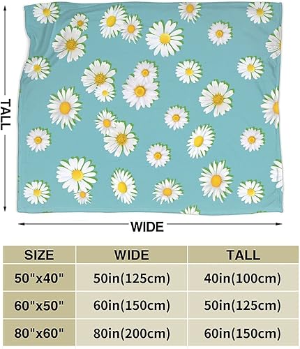 Miniatura 4 de Manta suave y cálida de flores de margaritas, manta de cama ligera de franela de forro polar, regalo para niñas, niños, hombres y mujeres, silla,
