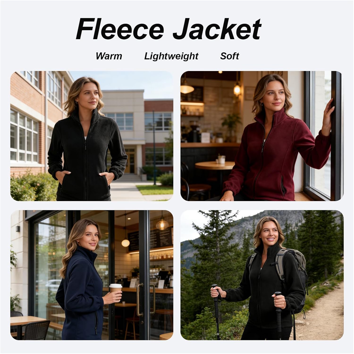 ZMC Women’s Fleece Jacket Lightweight Zip Up Stand Collar Outdoor Soft Fleece Coat with Zip Pockets - Image 6