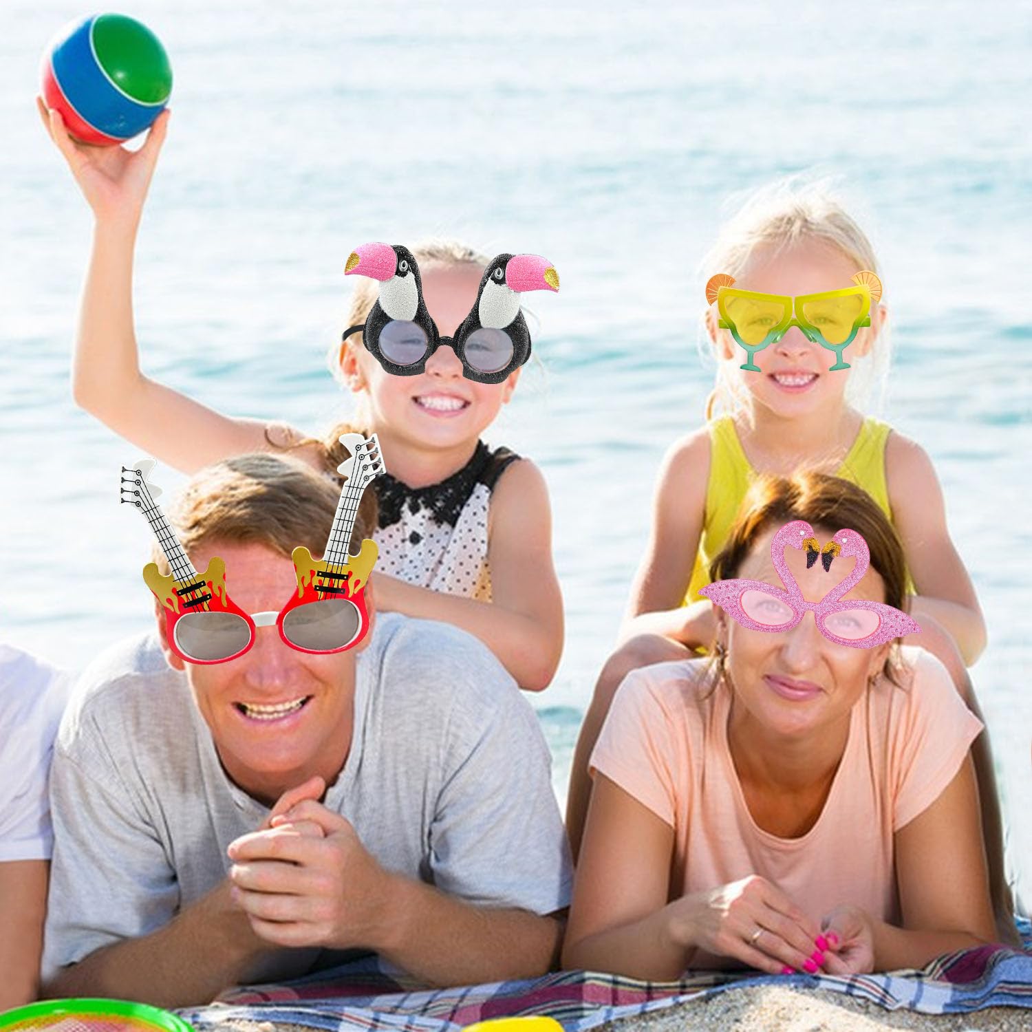 Party Brillen Lustig, 9 Stück Faschingsbrillen Lustig, Hawaiian Tropen Partybrillen, Lustige Brille, Partybrille, Party Brillen für Strand Hochzeit Maskerade Karneval Abschlussfeier Foto-Requisiten