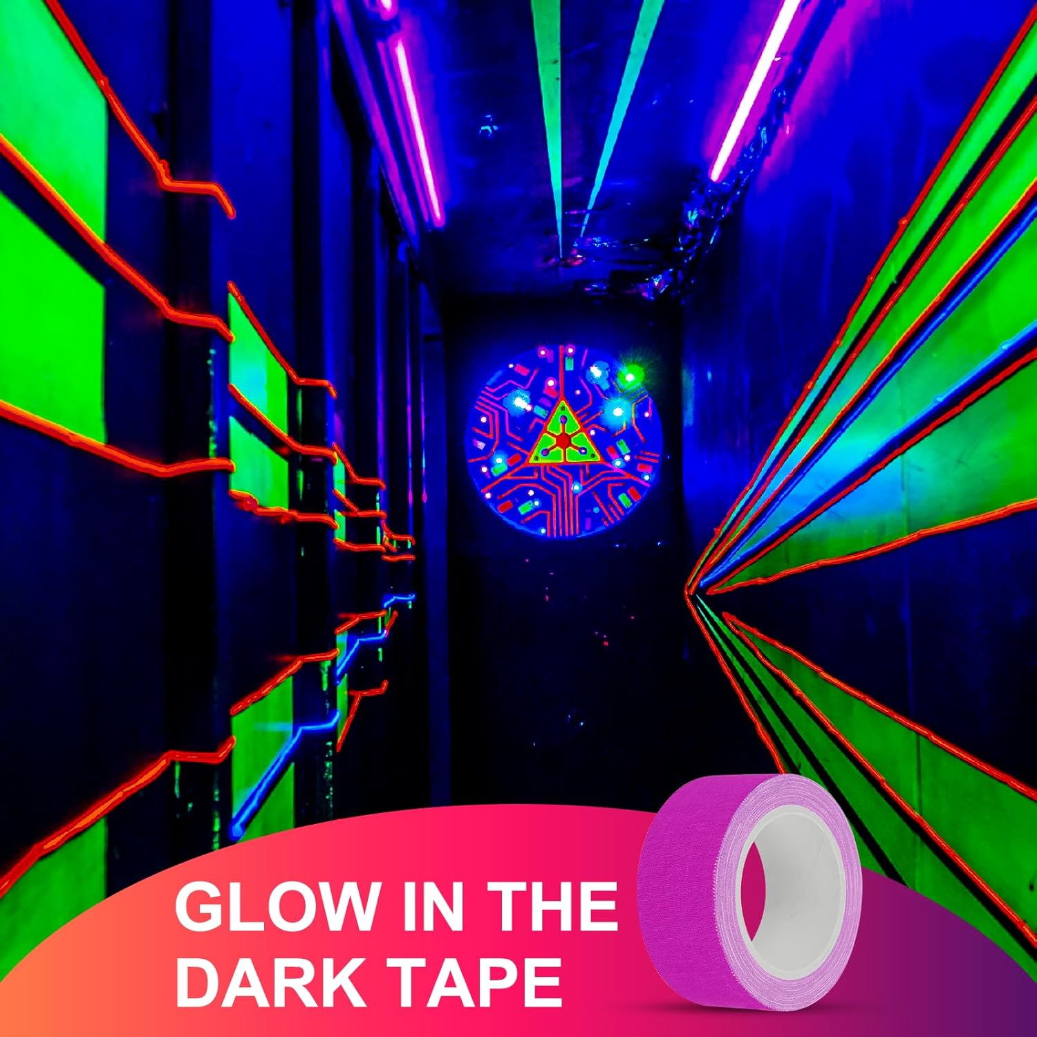 1 Inch x 16 Feet Neon Gaffer Cloth Tape, 6 Roll Fluorescent Blacklight Reactive Glow in The Dark Tape for Dance Floors Glow Party Supplies, Purple
