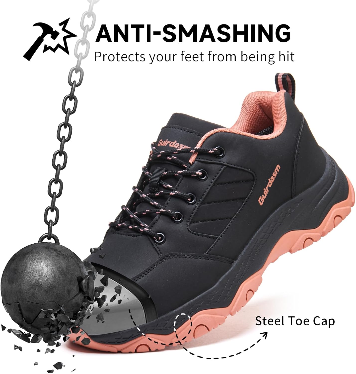 Wide Steel Toe Shoes for Women Waterproof Non Slip Work Shoes Lightweight Slip Resistant Safety Shoes Indestructible Construction Composite Toe Sneakers - Image 4