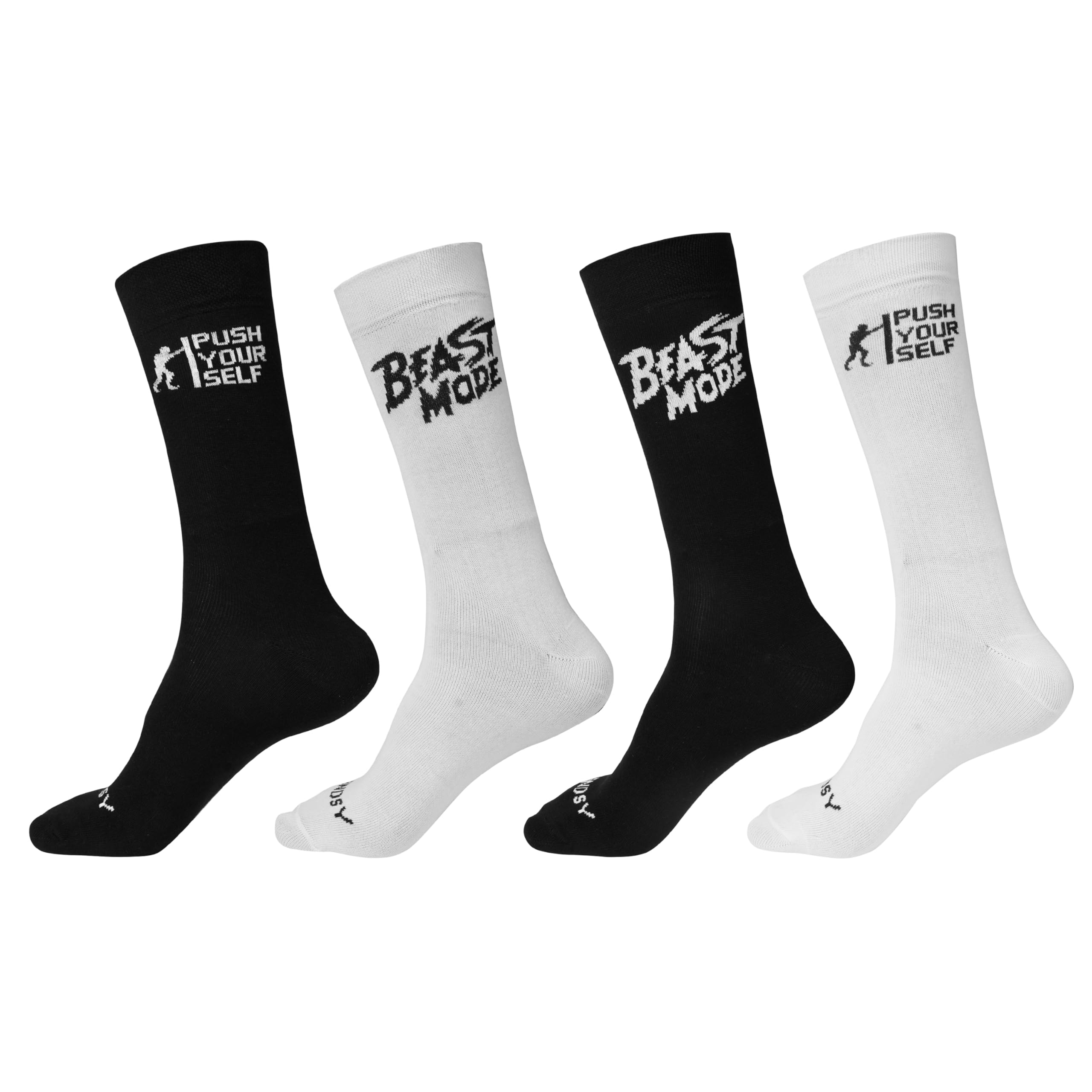 tendsy Pure Cotton Athletic Crew Socks, Set of 4 Pairs, Black and White-picture-14