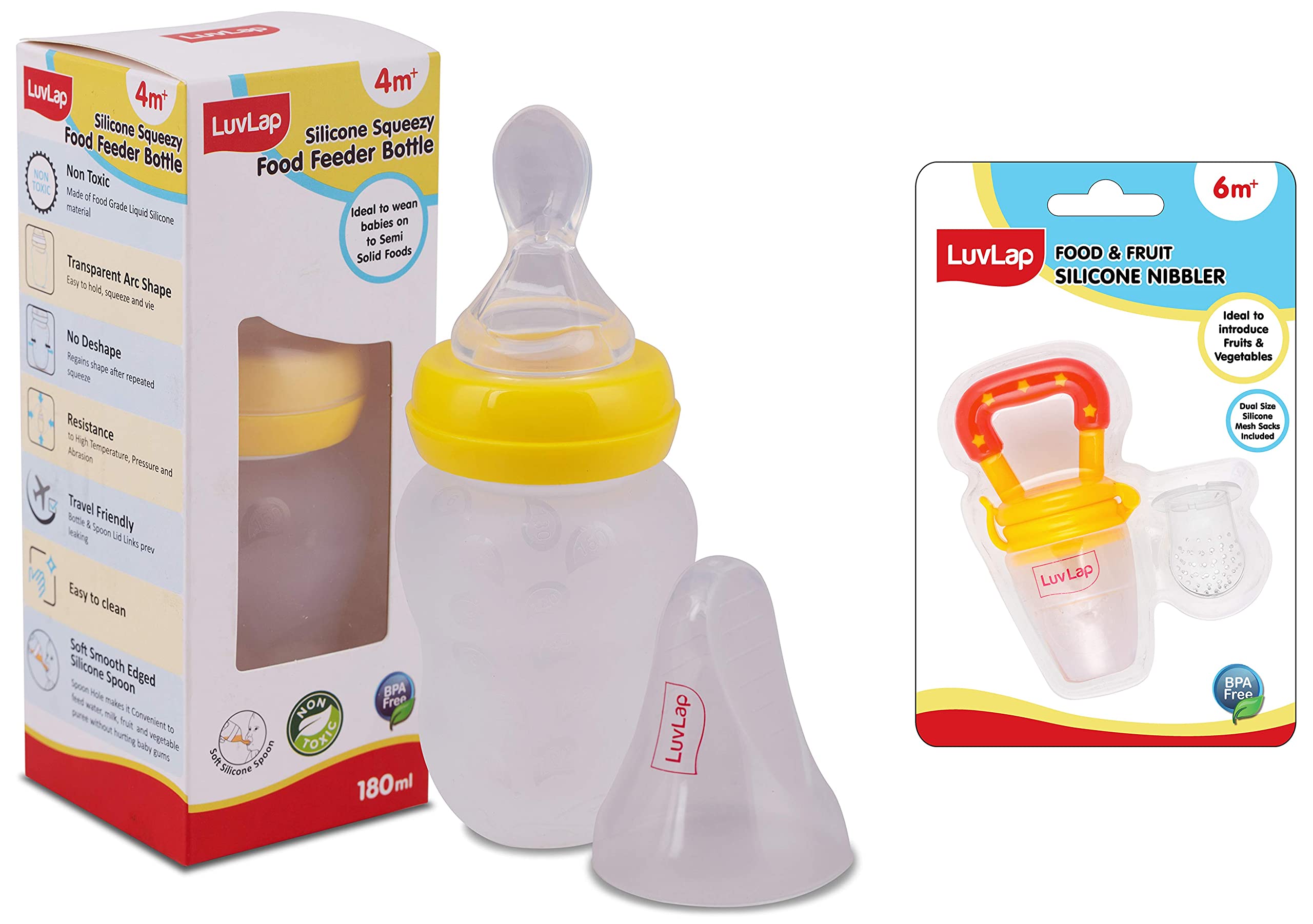 LuvLap Baby Food Feeder Combo, 2 pcs Set (Food Feeder 180ml & Food Nibbler)-image-34