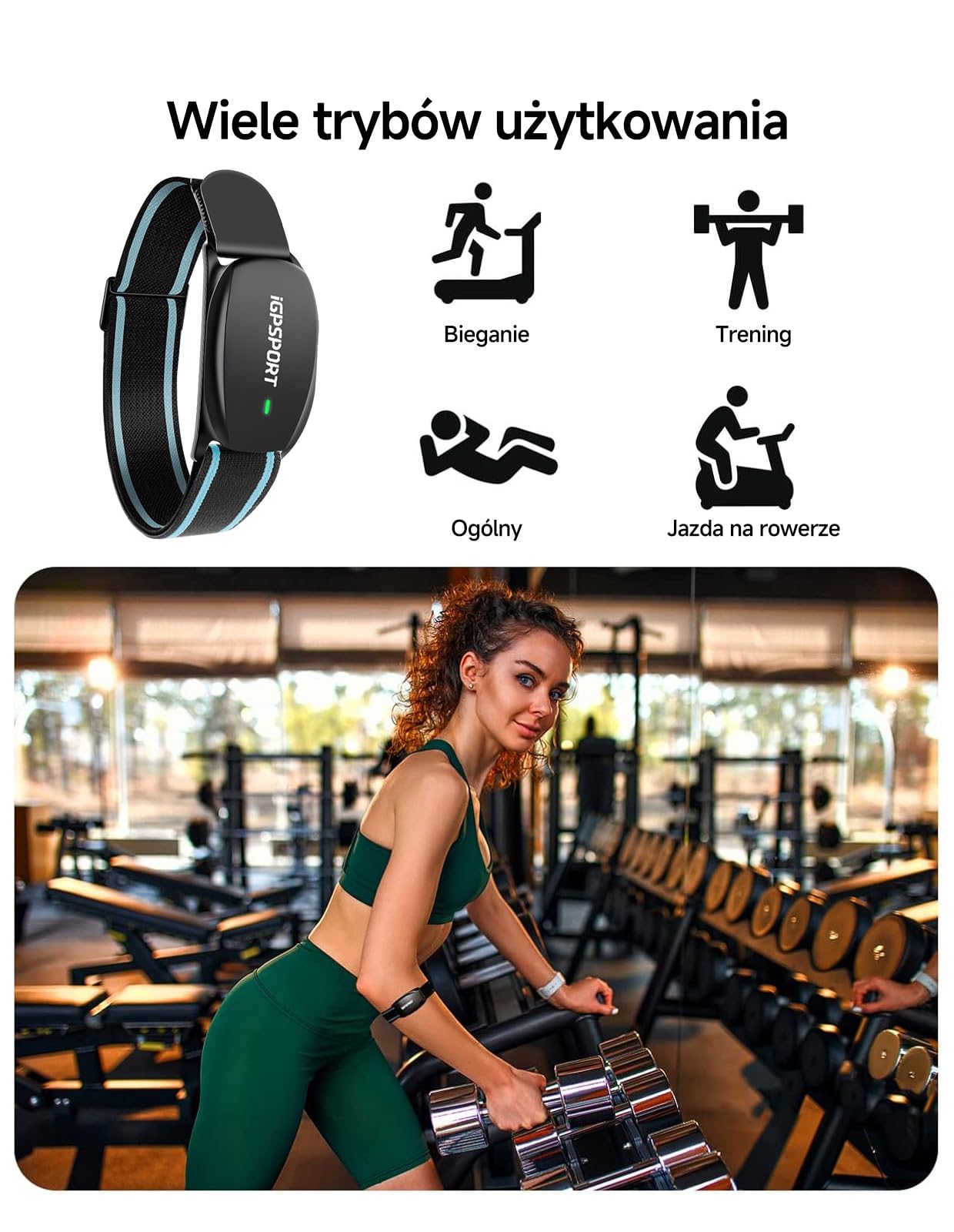 iGPSPORT HR70 Monitor tętna, wodoodporna opaska na ramię Bluetooth Ant+ idealna do jazdy na rowerze, joggingu, jogi, fitnessu