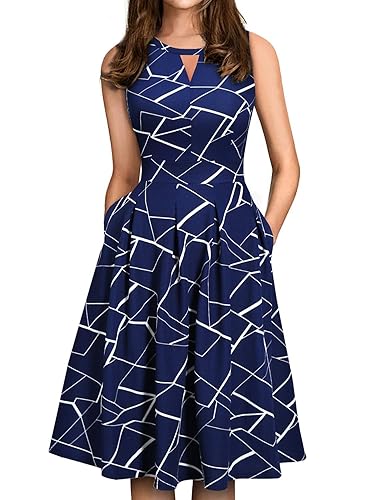Women's Retro Sleeveless Swing Casual Work Summer Party Dress with