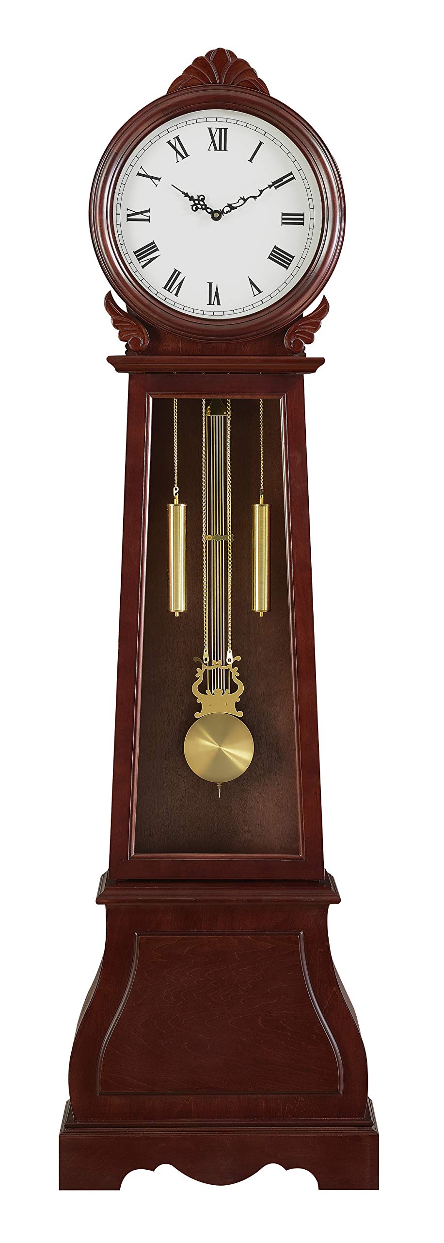 Amazon Com Coaster Home Furnishings Grandfather Clock With Chime Brown Red Home Kitchen