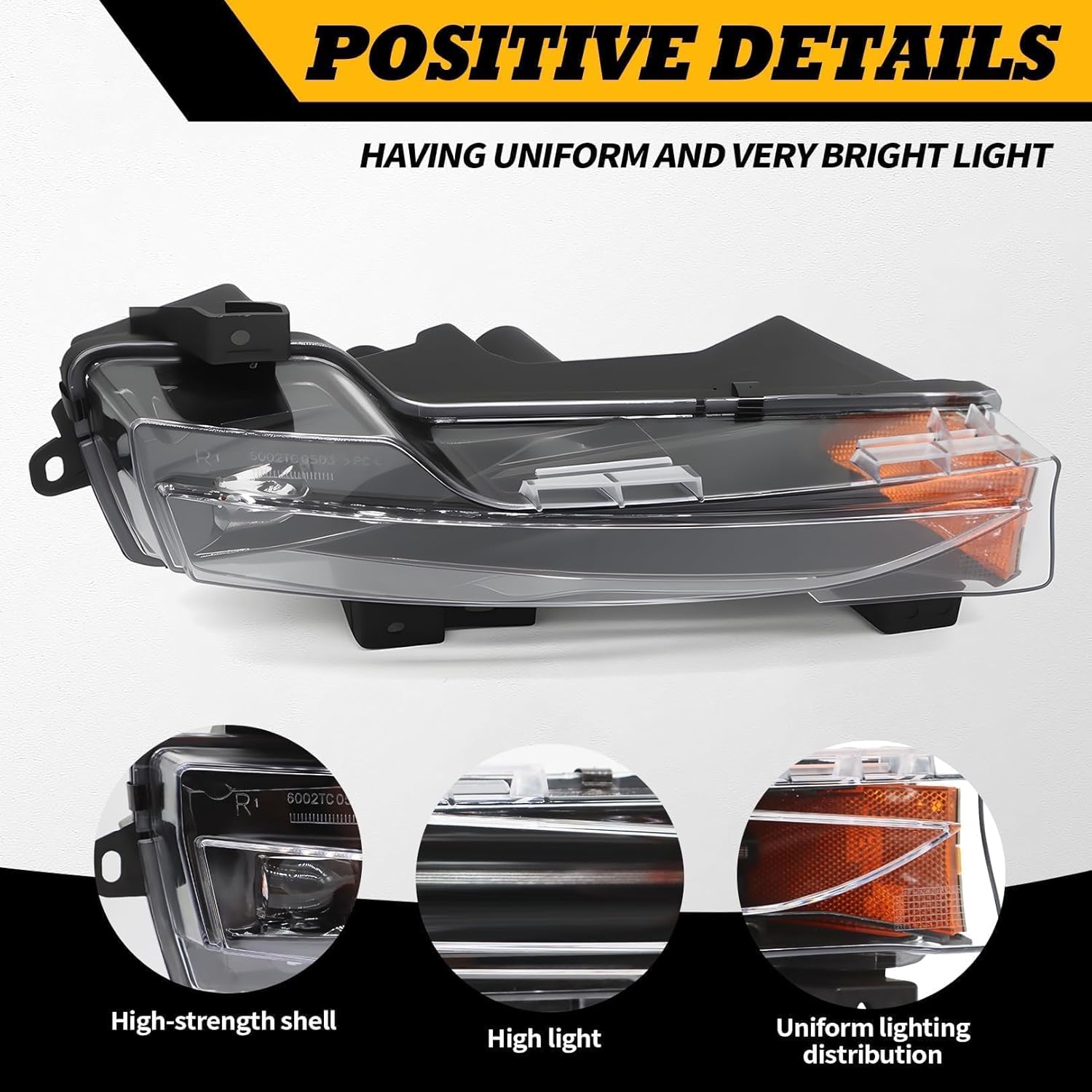 Right Side Fog Light Compatible with Model 3 2017-2023 Model Y 2020-2023 Front Bumper Fog Lamp Amber DRL Passenger 1077391-00-D/1077391-00-E/1077391-00-F