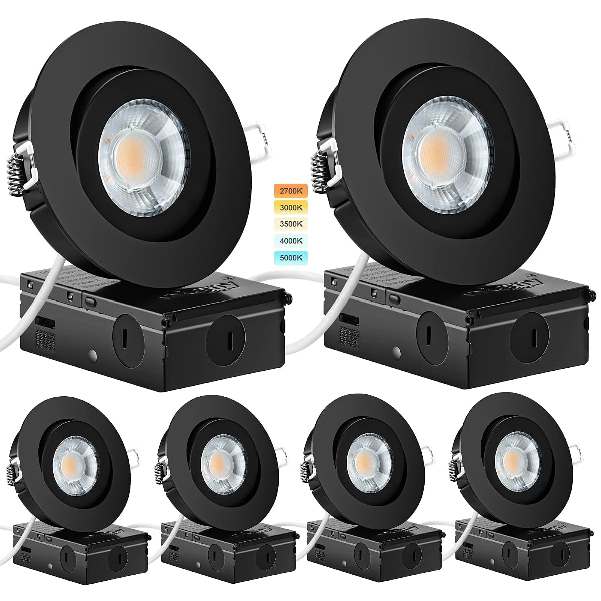 KnLnny Ware 4 Inch Adjustable Eyeball Gimbal Recessed Lighting 6 Pack, 9W