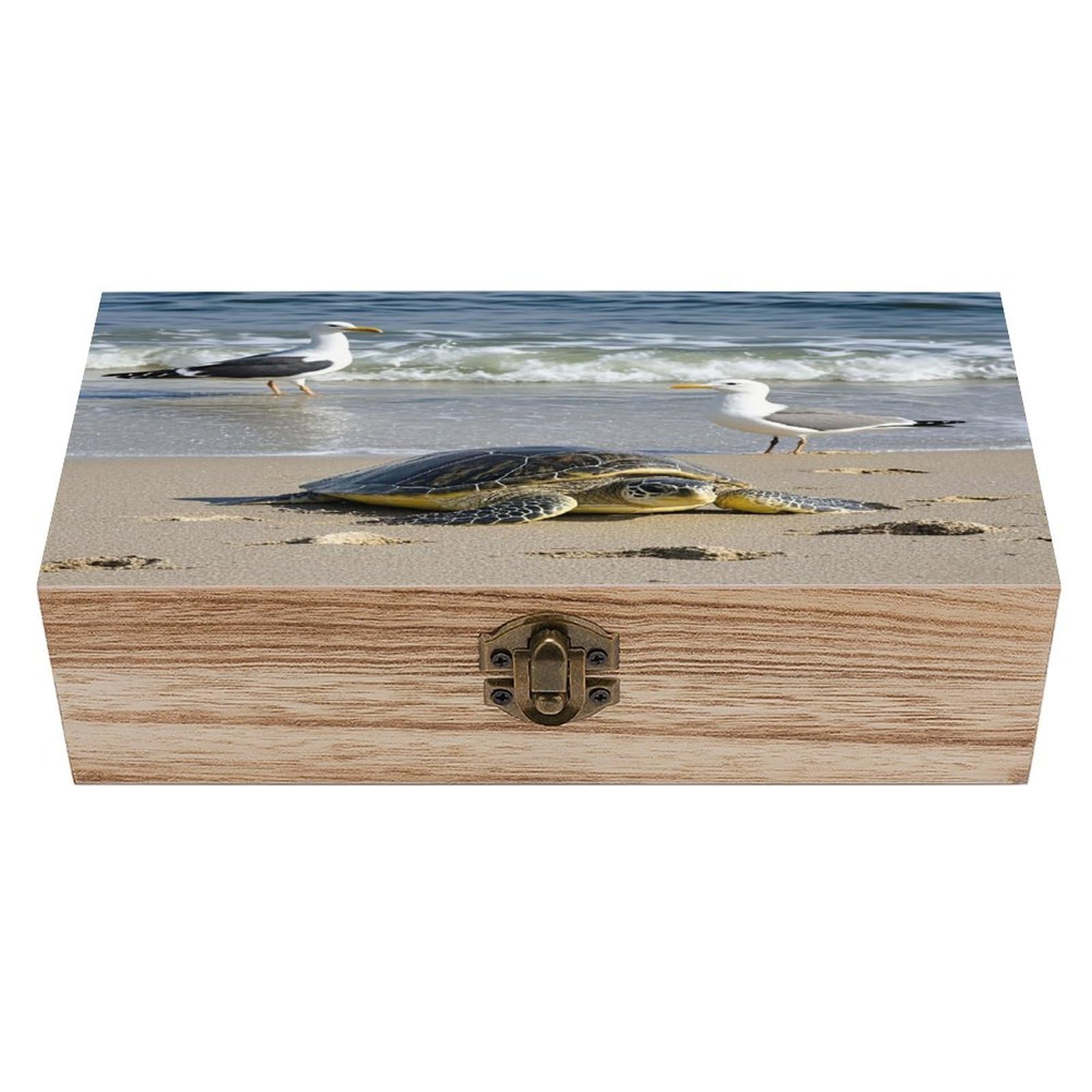 LZQPOEAS Green Sea Turtle Wooden Box Storage Space to Organize Jewelry in A Beautiful Small Storage Box Decorative Card Boxes Memory Treasure Boxes for Crafts And Photo Storage