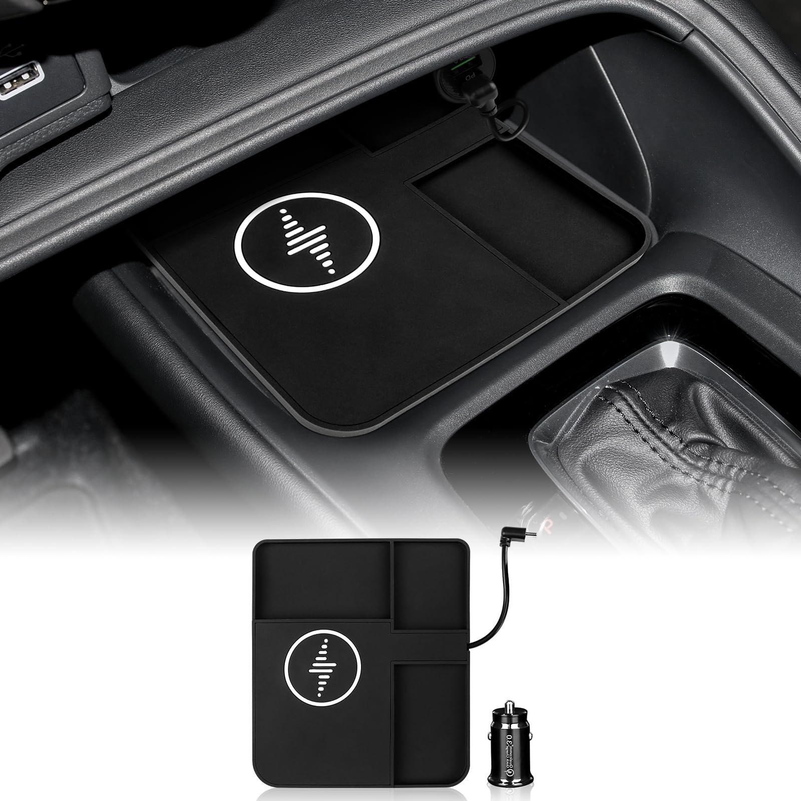 FDAIUN Silicone Material Wireless Phone Charging Pad Dual Charging Ports Quick Charger Station 15W Adapter for Smartphone Phone for Honda Colorado XRV 2021 2022 2023