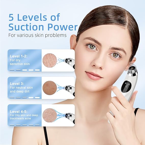 Blackhead Remover Vacuum, Pore Vacuum with 1080p HD Camera Visible Facial Pore Cleanser with 4 Suction Heads, 5 Suction Power for Pimple Acne Whitehead Deep Cleansing Remover Tool