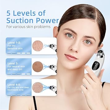 Blackhead Remover Vacuum, Pore Vacuum with 1080p HD Camera Visible Facial Pore Cleanser with 4 Suction Heads, 5 Suction Power for Pimple Acne Whitehead Deep Cleansing Remover Tool