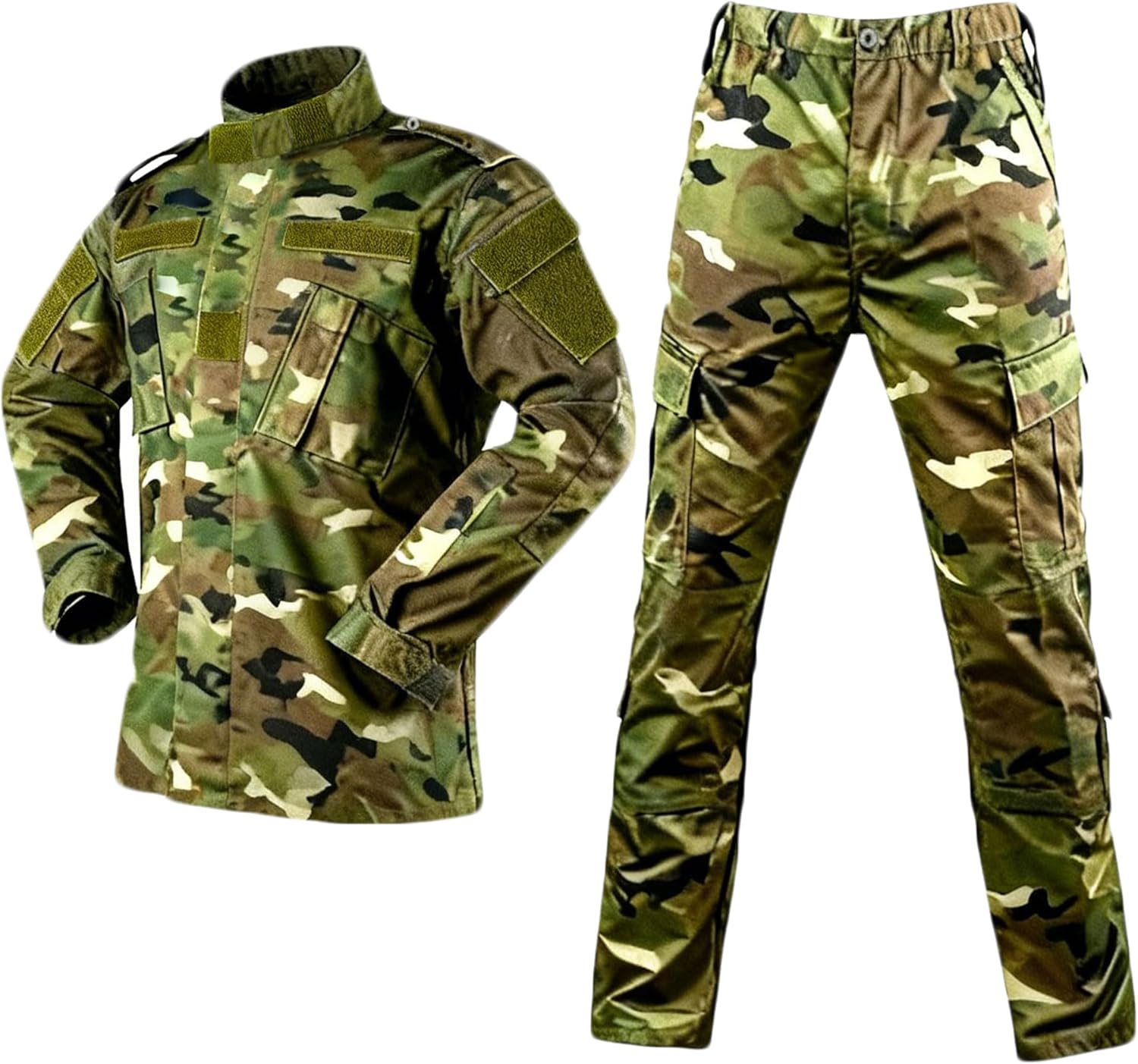 LANBAOSI Men's Tactical Jacket and Pants Military Hunting ACU Uniform 2PC Apparel Suit
