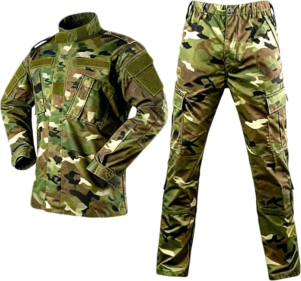 LANBAOSI Uniforme Tactique Homme Combat Chemise Militaire Veste et Pantalon Militaire Paintball Ensemble ACU de Chasse dans Les Bois Camo - 5
