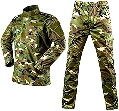 LANBAOSI Men's Tactical Jacket and Pants Military Hunting ACU Uniform 2PC Apparel Suit