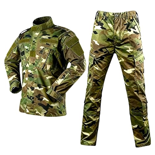 LANBAOSI Men's Tactical Jacket and Pants Military Hunting ACU Uniform 2PC Apparel Suit
