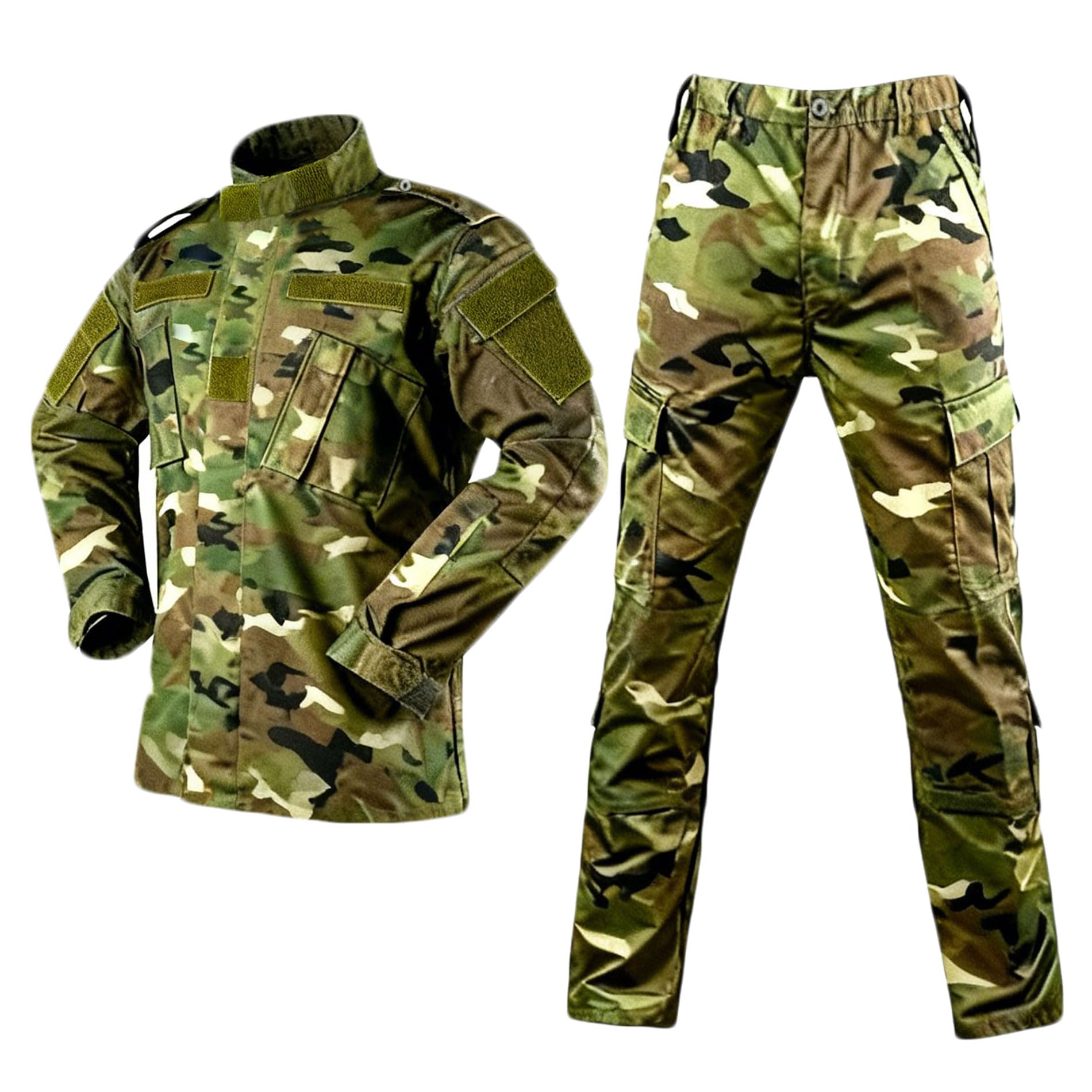 LANBAOSI Men's Tactical Jacket and Pants Military Hunting ACU Uniform 2PC Apparel Suit