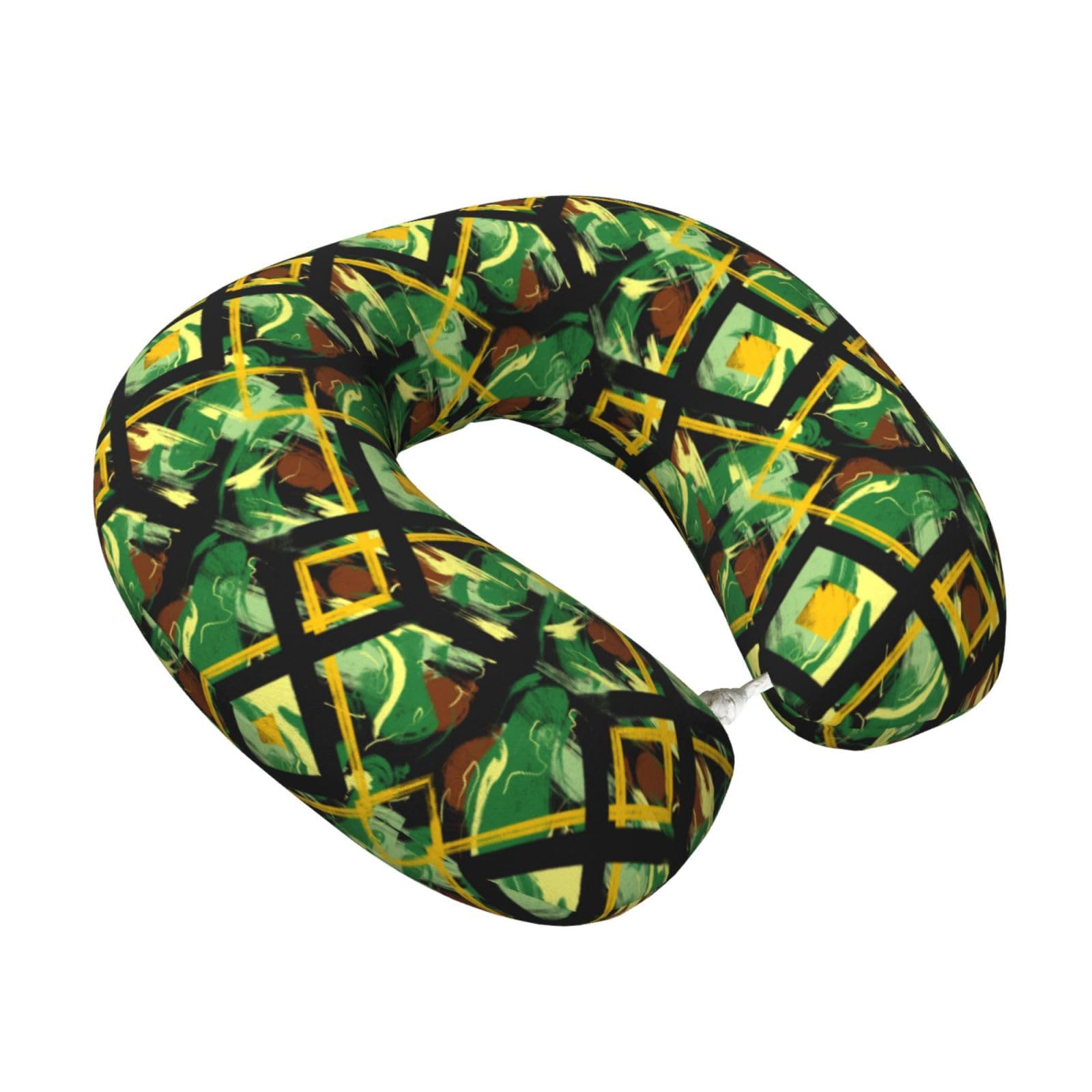 LKYMOH Geometric African Print, Travel Neck Pillow U-Shaped Memory Neck Support Soft Comfortable With Washable Cover For Airplane Car Traveling and Office