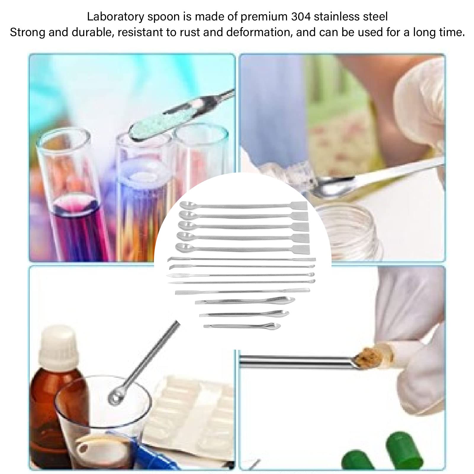 13 Pcs Laboratory Spoon Stainless Steel Lab Spatula Micro Scoop Non Deformation Lab Scraper Reagent Laboratory Mixing Spatula for Drugs Reagents