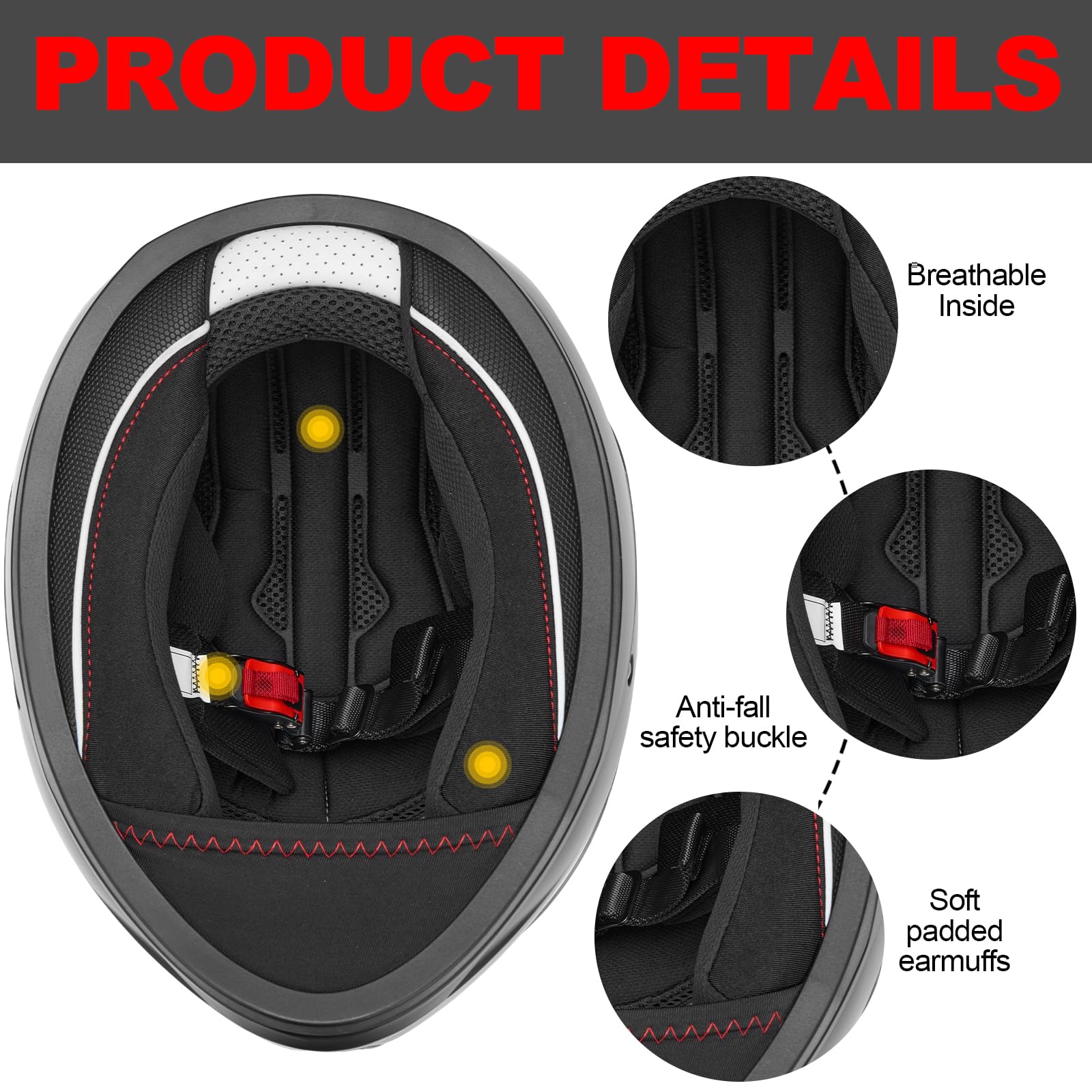 Integralhelm mit Sonnenblende | Motorradhelm Integralhelme | Motorradhelm Integralhelm Mofahelm ECE 22.06 | Kinn- & Kopfbelüftung | für Damen und Herren | Schwarz