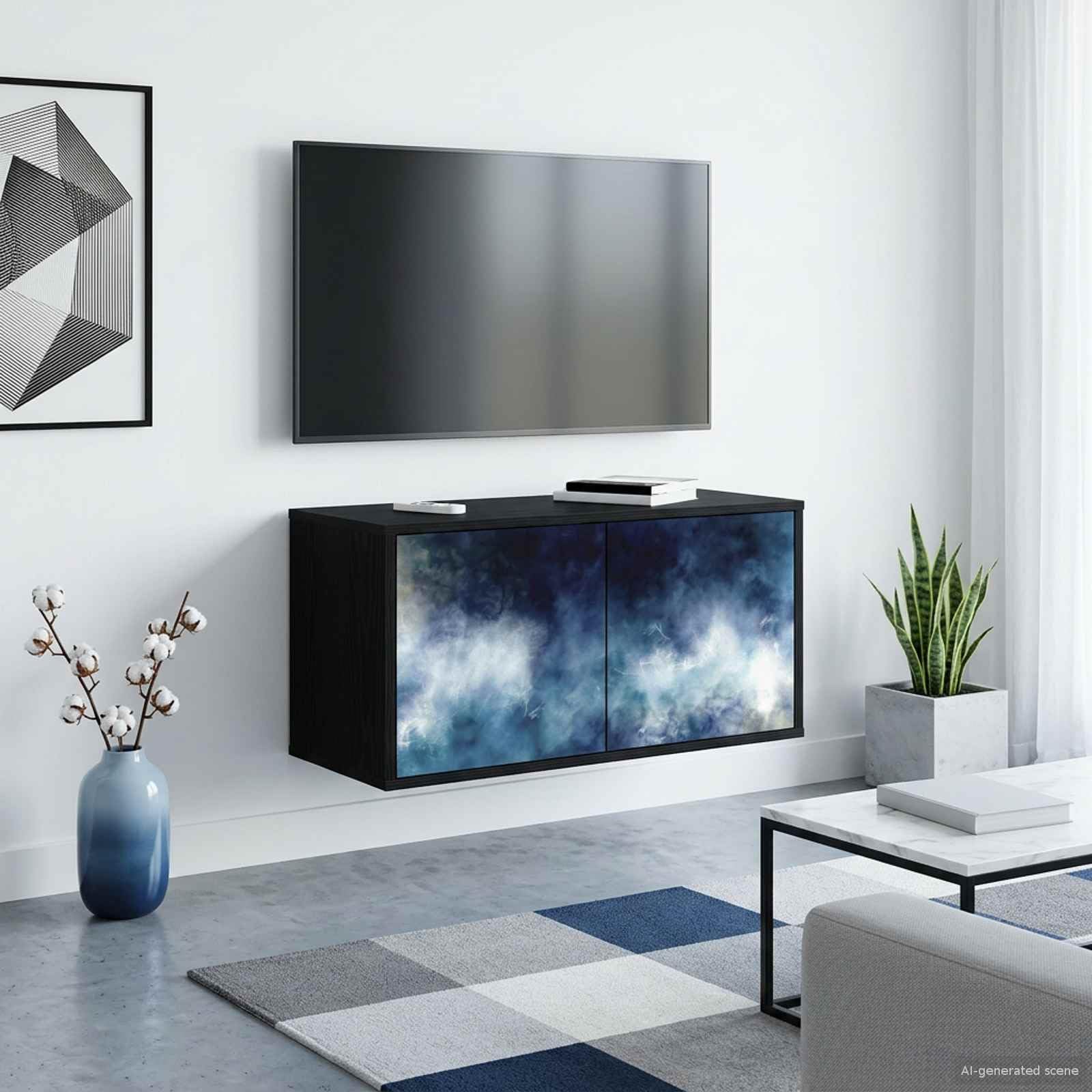 Mobile TV da Parete in Legno Ingegnerizzato 69 x 33 x 40 cm Rovere Nero