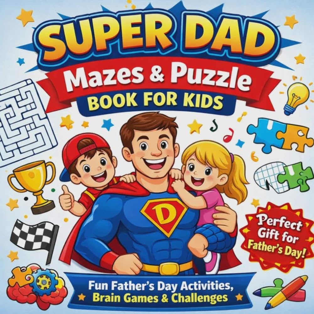 Super Dad Mazes & Puzzle Book for Kids: Fun Father’s Day Activities, Brain Games & Challenges