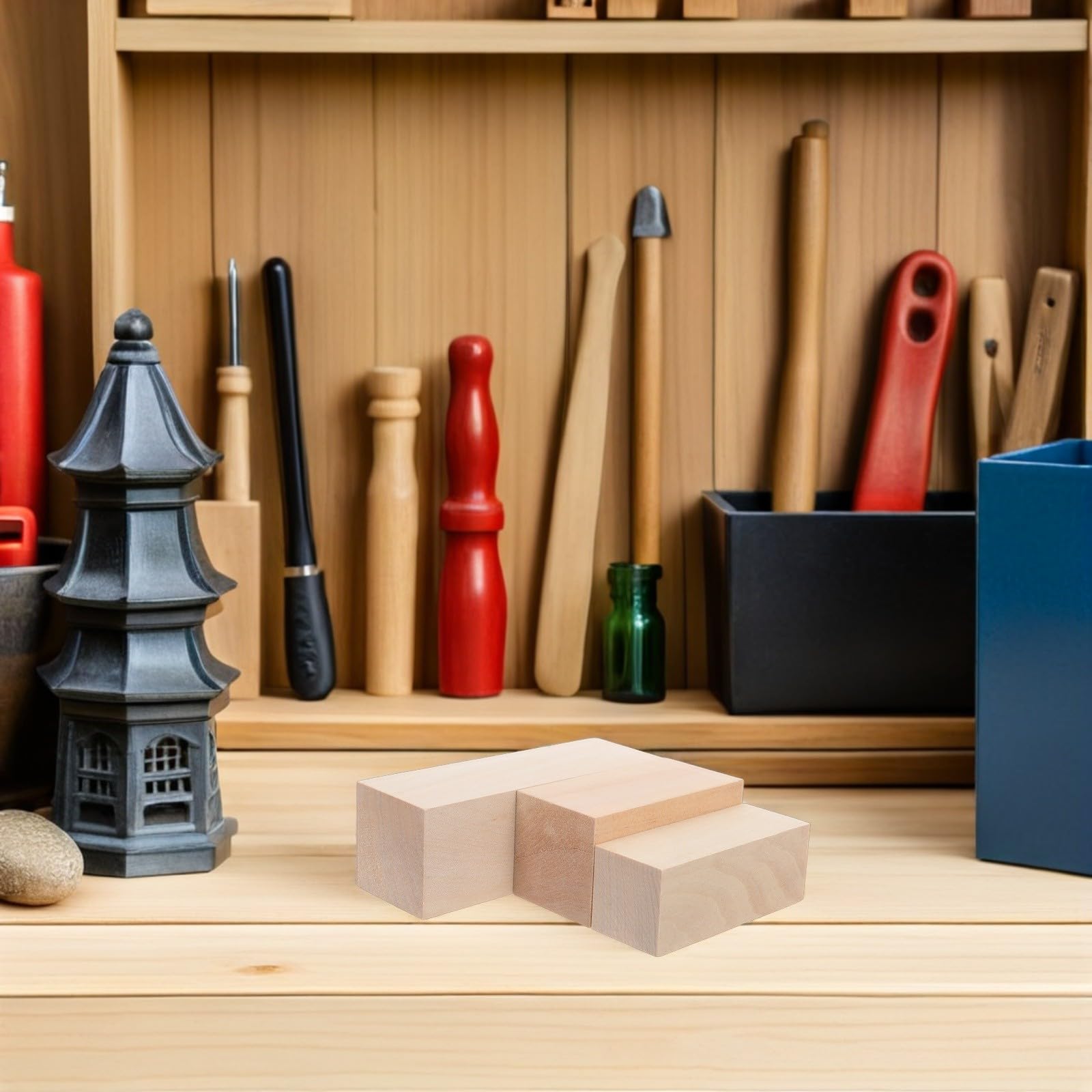 Anneome 8 Bloques de Madera de Tilo para Tallar sin Grietas ni Rebabas, Manteniendo la Forma para Manualidades y Proyectos de Pintura