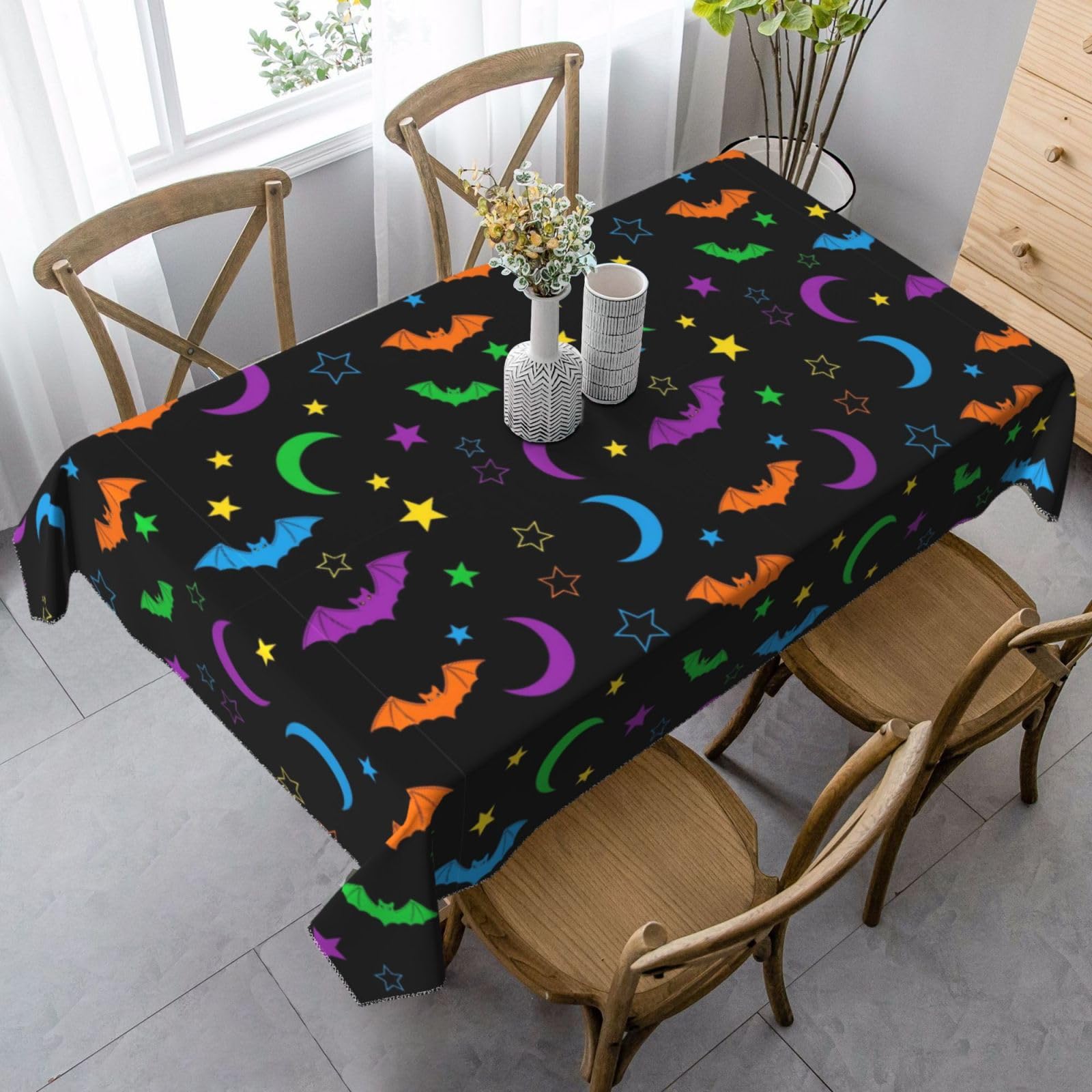 Nappes Halloween gothique lune étoile 137x183cm durabilité restaurant