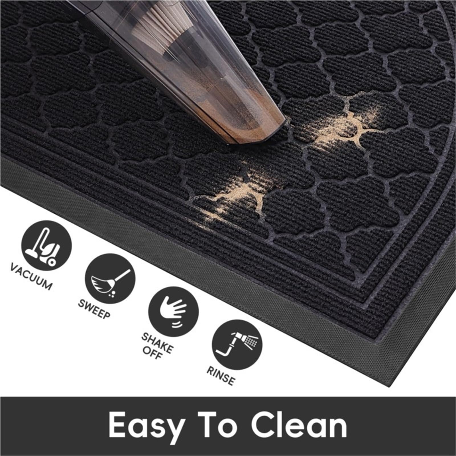Paillasson Demi Lune Tapis de Porte Demi-Lune for l'extérieur, paillasson Absorbant, Lavable, Robuste, intérieur, antidérapant, en Caoutchouc(Brown,43.3x75cm)