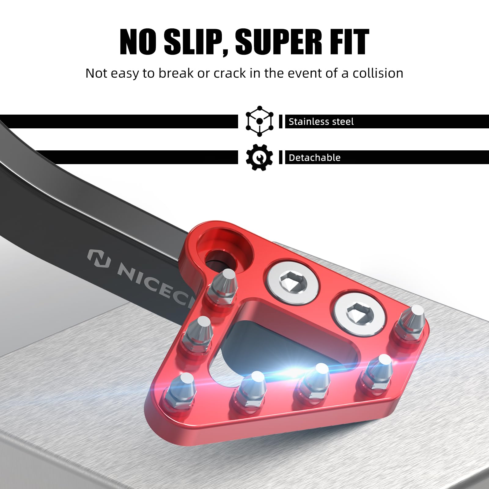 NICECNC Pedale freno nero e rosso poggiapiedi freno compatibile con GasGas 700 SM/ES 2022-2024, compatibile con Husqvarna 701 Enduro/701 Supermoto 2020-2024, 690 Enduro R/690 SMC R Accessori
