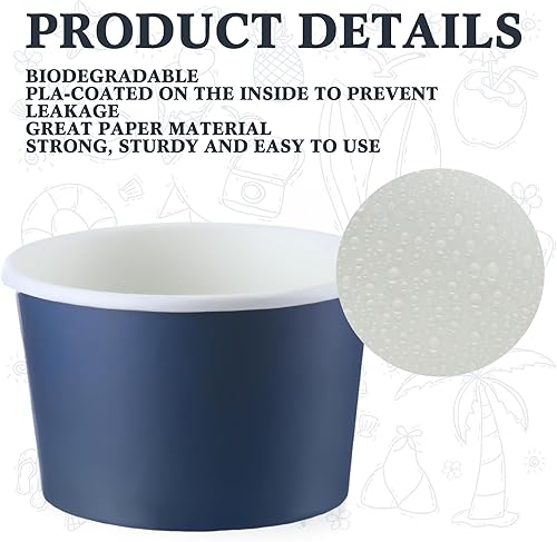 Miniatura 3 de 100 cuencos de papel desechables para helados, recipientes de postre para yogur, recipientes desechables para postre de yogur para alimentos,