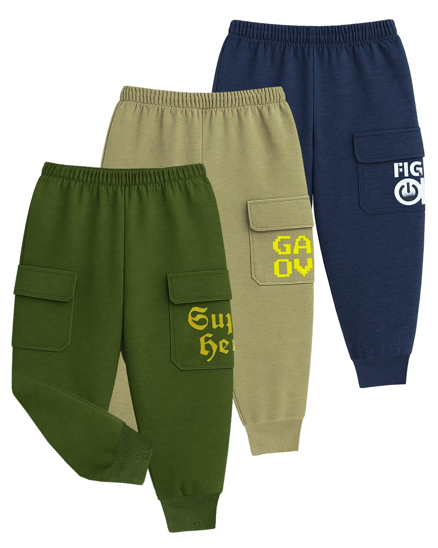Kuchipoo Boys Cargo Joggers - Pack of 3-picture-11