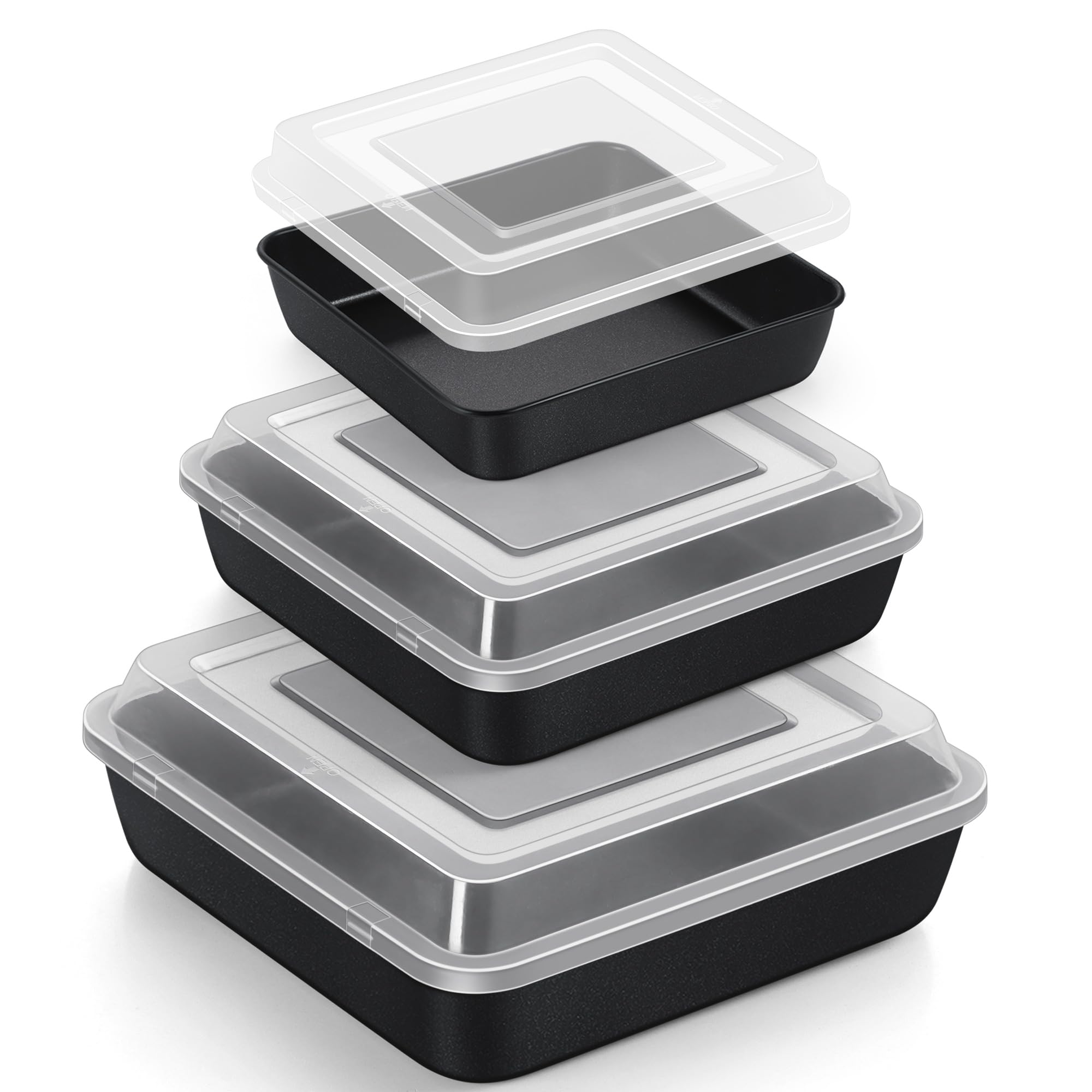 Lid 9x9 Inch Baking Pan Square Aluminum Cake Pan W/Lid, 9x9