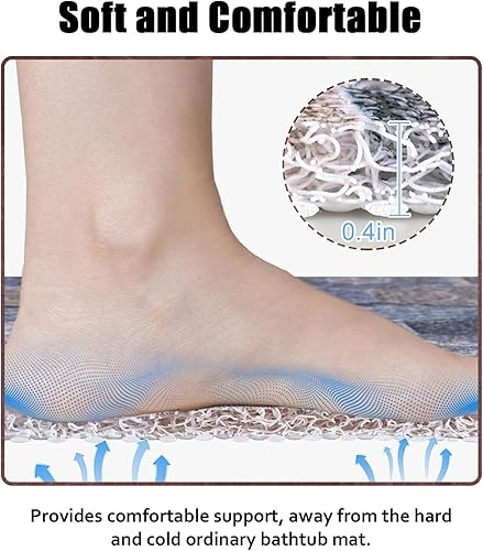 Miniatura 3 de Tapete de ducha antideslizante para bañera estilo azulejo, sin ventosas, 24 x 16 pulgadas, tapete de baño de masaje de lufa de PVC para ducha, baño,