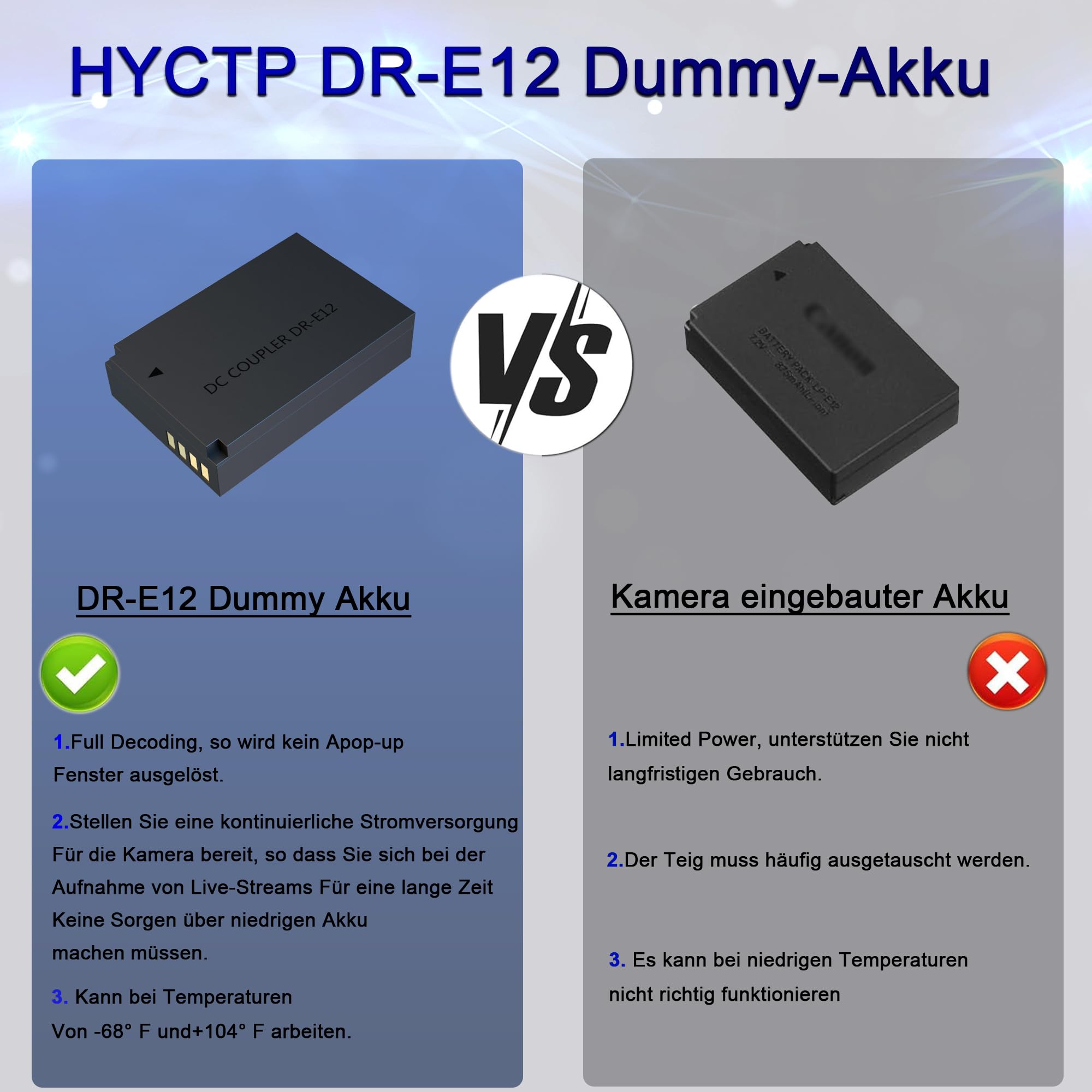 AC/DC ACK-E12 zestaw adapterów, DR-E12 Dummy akumulator zastępczy, pasuje do M50 Mark II, EOS M200, EOS M10, M2 akcesoria do aparatu