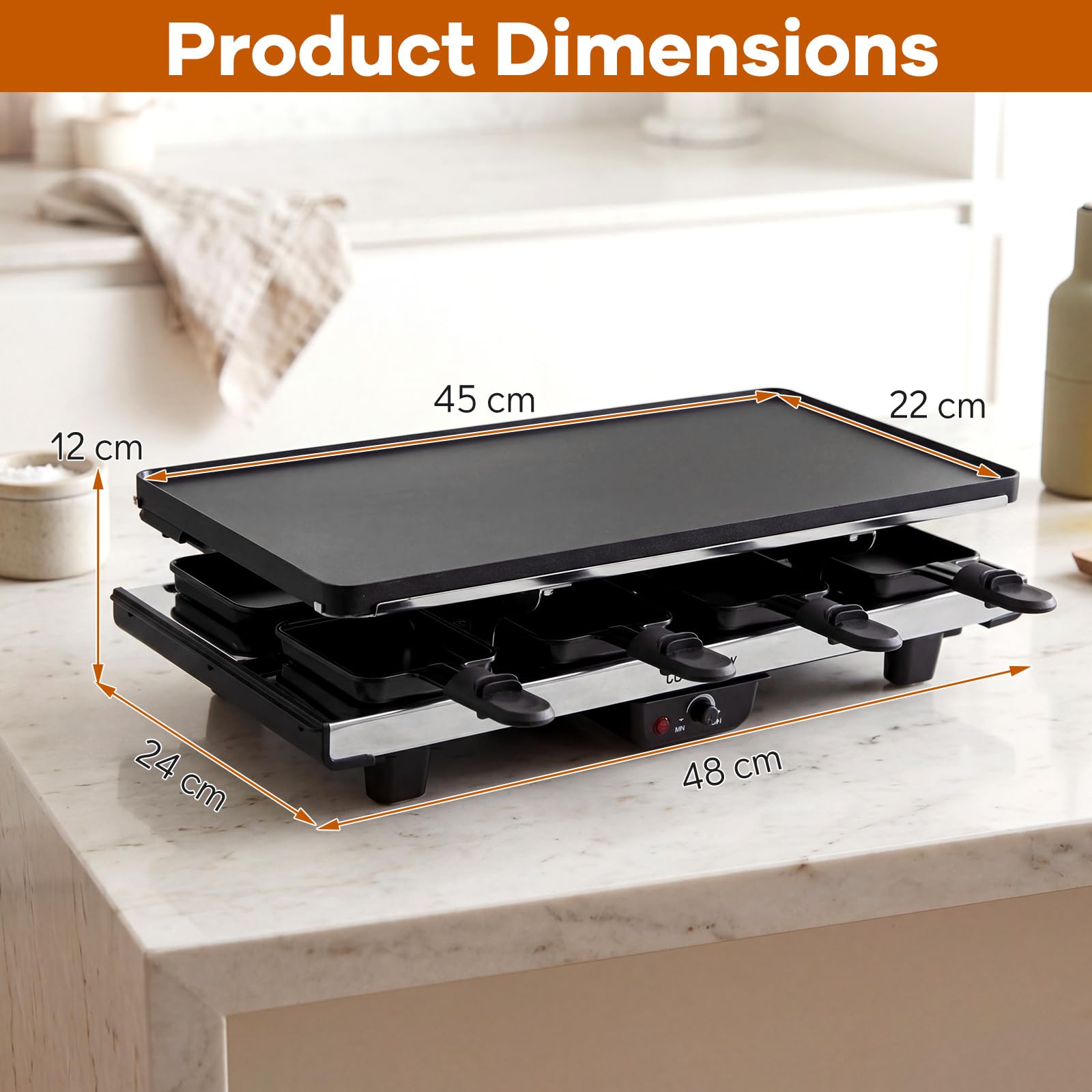 FANTASK Grill raclette, grill stołowy dla 8 osób